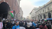 میلانی‌ها در حمایت از فلسطین به خیابان‌ها آمدند