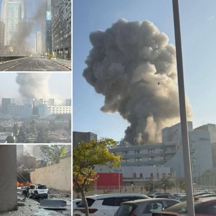 بورس اسرائیل منهدم شد/ نزدیکی بیمارستان سوروکا هدف قرار گرفت+ فیلم