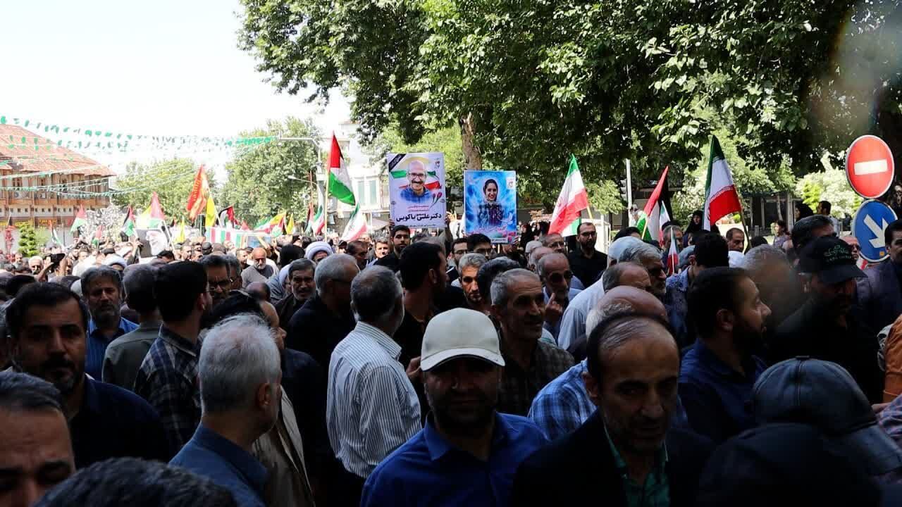 تشییع باشکوه شهدای جنایت رژیم صهیونیستی در ساری