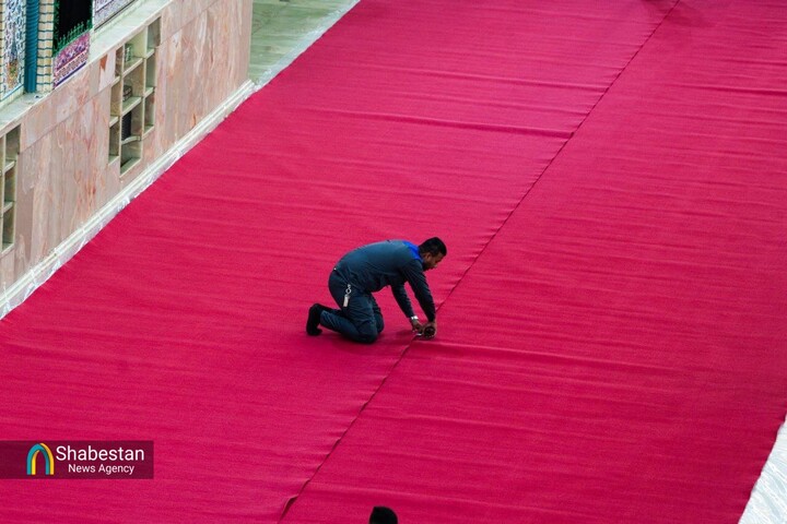 آستان مقدس حضرت عباس(ع) با فرش قرمز پوشیده شد