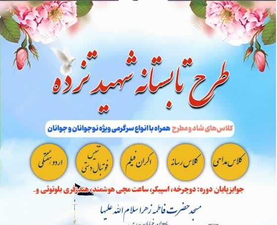 طرح تابستانه «شهید تزده»، طرحی متناسب با نیاز نوجوانان و جوانان