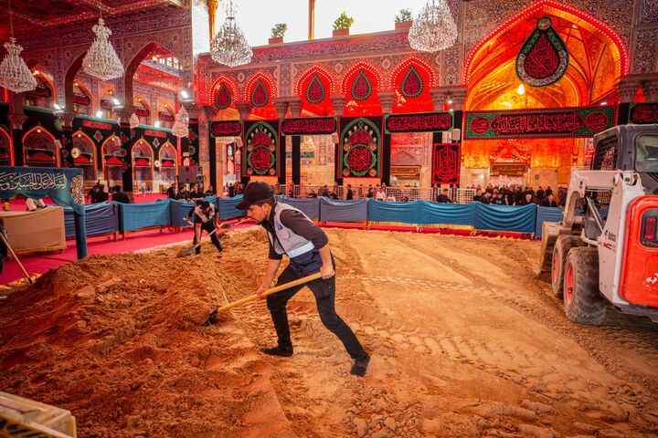 آماده سازی آستان مطهر حسینی برای مراسم عزاداری طویریج