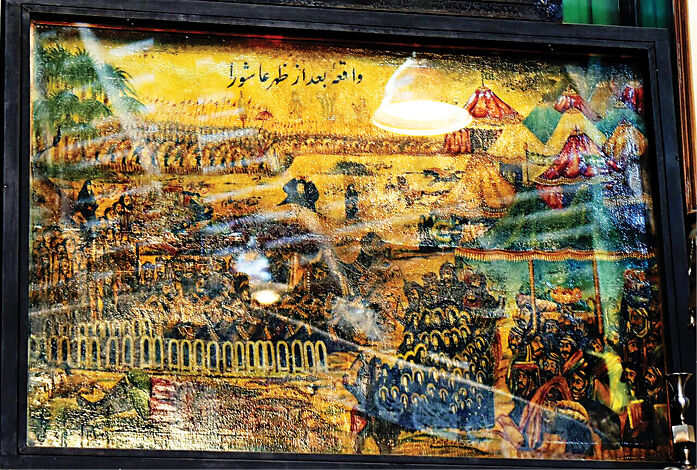 روایت تابلوی ۲۰۰ ساله تکیه حصاربوعلی از مصیبت ظهر عاشورا