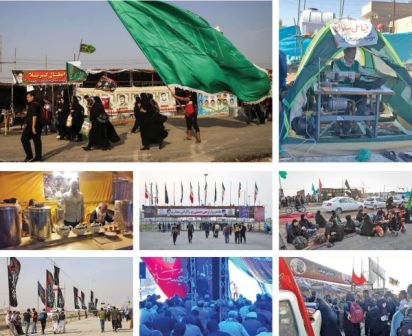 خدمات بچه‌های مسجد در موکب «اصحاب خراسانی» برای زائران اربعین