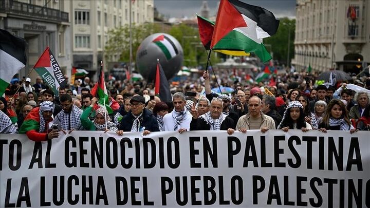 تظاهرات گسترده مردم اسپانیا در حمایت از فلسطین