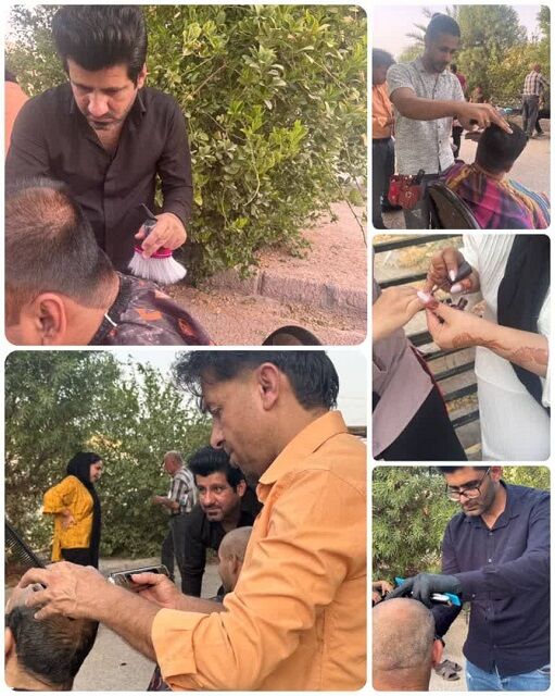 آرایشگران بخش جناح در کنار سالمندان