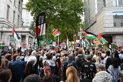 حضور حامیان فلسطین اطراف ورزشگاه اتحاد لندن