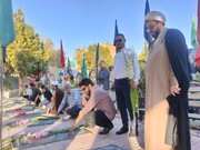 تجدید میثاق بچه‌های کانون فرهنگی هنری سید احمد خمینی اراک با شهدا