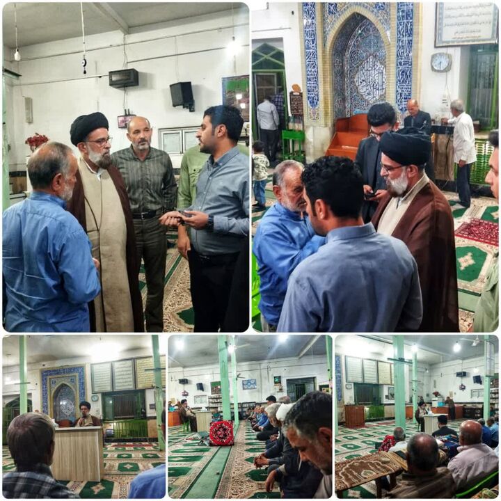 امام جمعه آباده در مسجد جامع حضرت ولیعصر(عج) بیدک پای صحبت‌های مردم نشست