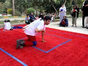 اجرای موفق نمایش خیابانی «سرخابی» در بوستان ملت میناب