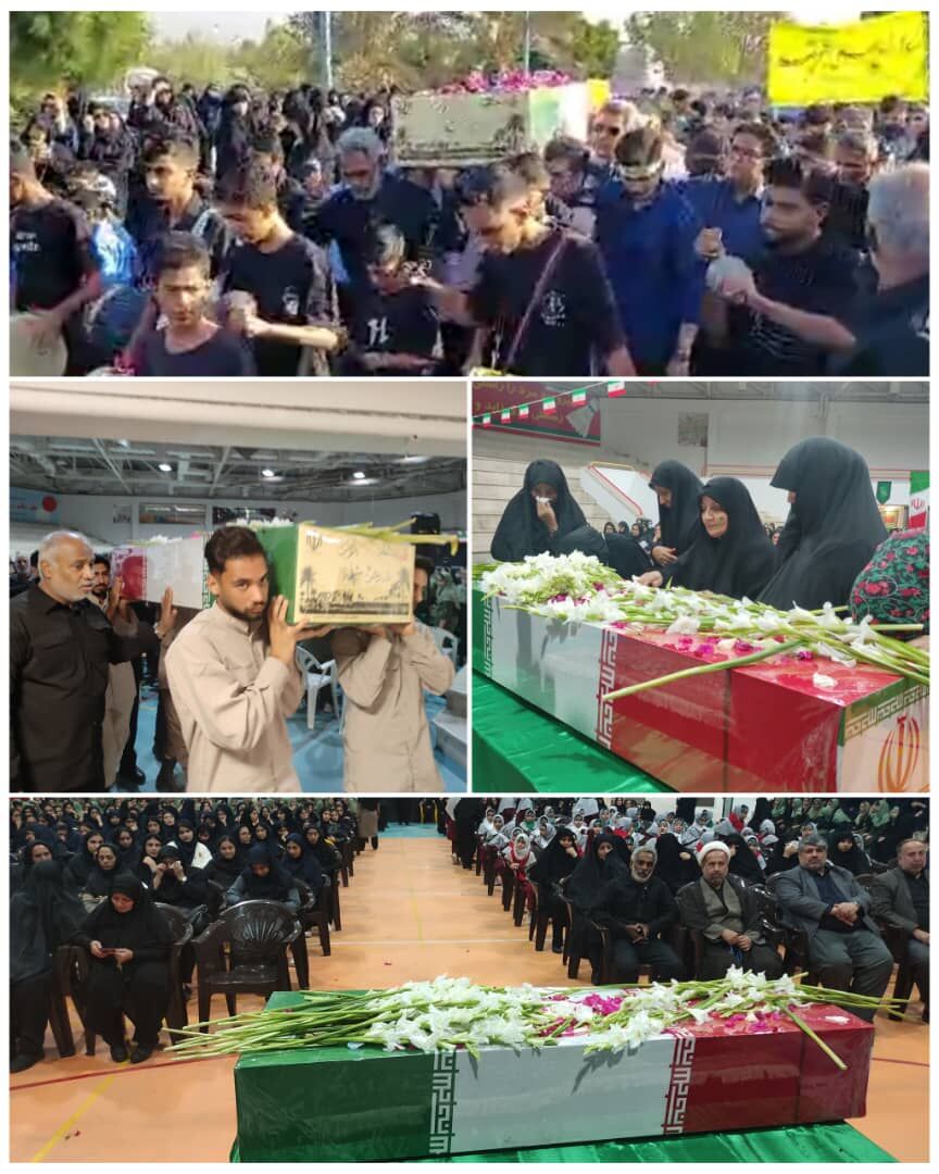 شهید گمنام بر روی دستان خانواده های کارکنان شرکت پالایش نفت بندرعباس تشییع شد