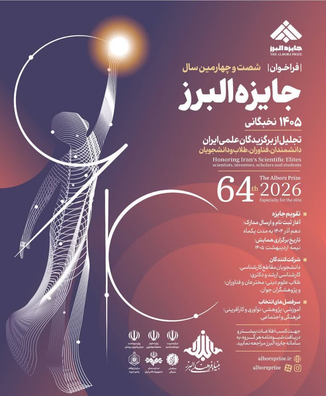 شصت و چهارمین جایزه البرز در بخش نخبگانی برگزار می‌شود