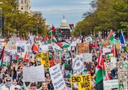 راهپیمایی حامیان فلسطین از مقابل انجمن اسلامی بالتیمور آمریکا