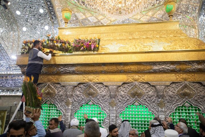 گل‌آرایی حرم مطهر امام حسین(ع) در آستانه سالروز میلاد حضرت فاطمه زهرا(س)