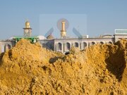 پدیدار شدن خاک صحرای کربلا در نزدیکی حرم امام حسین (ع)+فیلم
