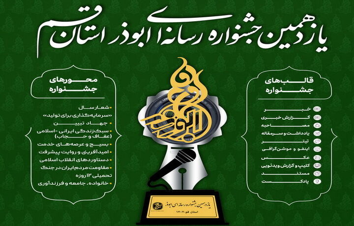 فراخوان یازدهمین جشنواره رسانه‌ای ابوذر استان قم اعلام شد