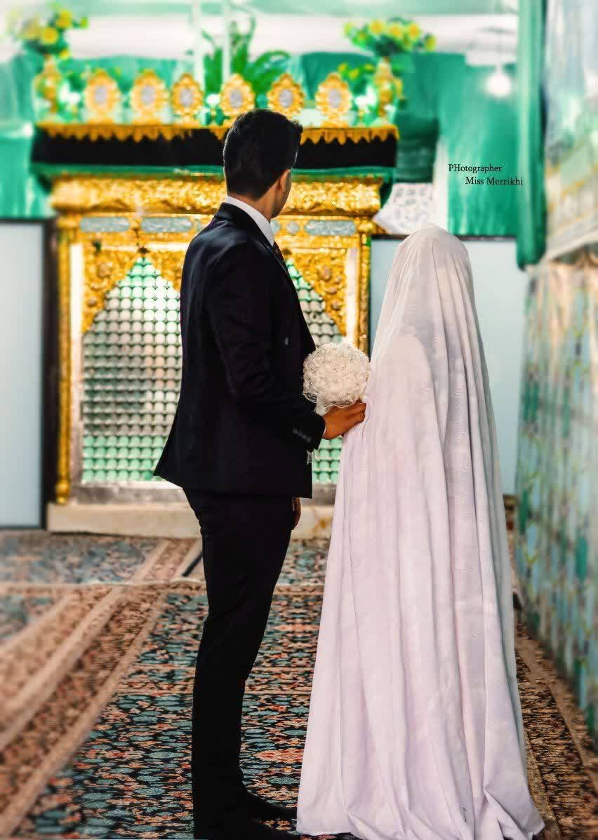 پیوند آسمانی زوج جوان در جوار حرم مطهر امامزاده قاسم(ع) آران و بیدگل