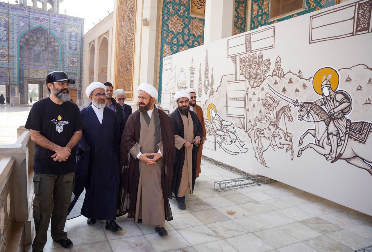 اجرای کتیبه مصور زندگینامه حضرت شاهچراغ(ع)