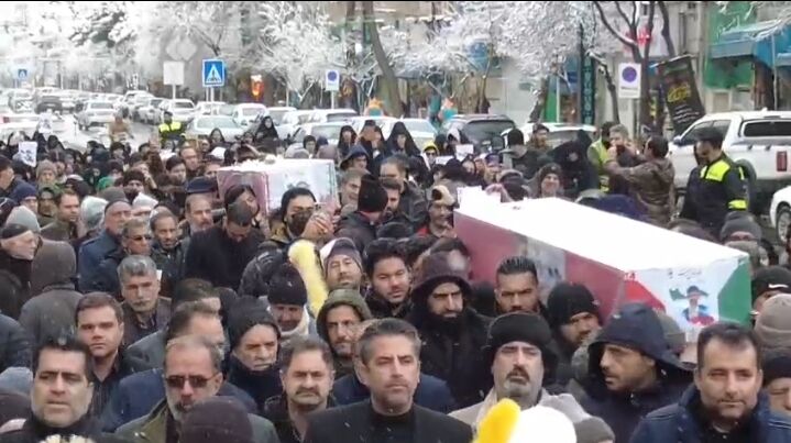 تشییع شهدای امنیت در هوای برفی مشهدالرضا(ع)