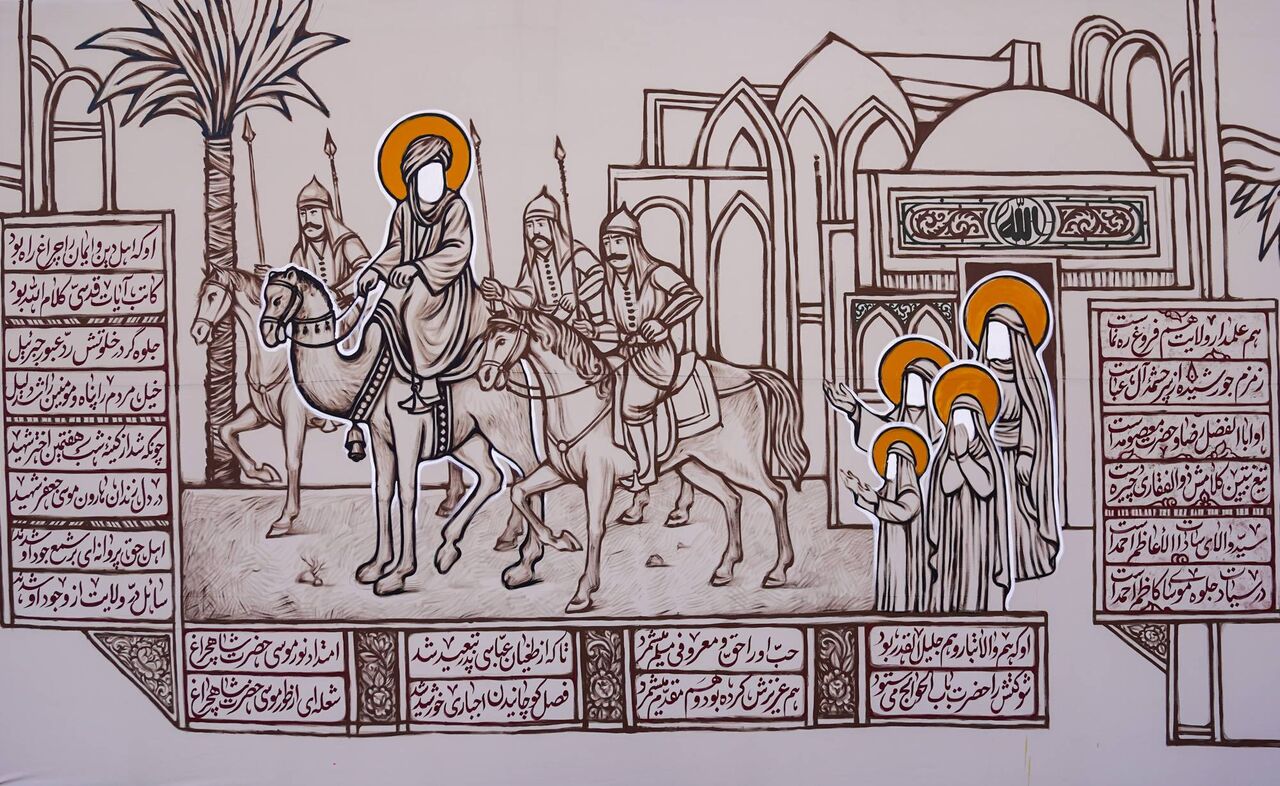 طراحی کتیبه زندگی‌نامه مصوّر حضرت شاهچراغ(ع) + تصاویر