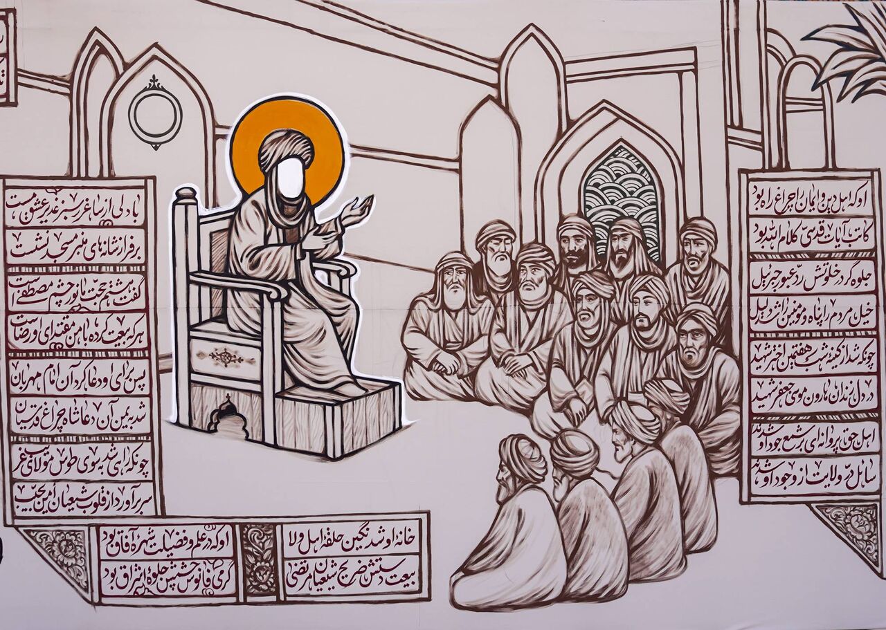 طراحی کتیبه زندگی‌نامه مصوّر حضرت شاهچراغ(ع) + تصاویر