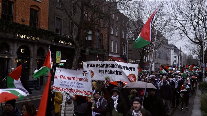 تظاهرات صدها ایرلندی علیه تجاوزات رژیم صهیونیستی در غزه