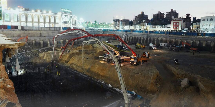آغاز عملیات بتن‌ریزی مسیر عزاداری «رکضة طویریج» در طرح توسعه صحن امام حسن مجتبی(ع)در آستان مقدس حسینی