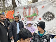 بازدید سرپرست ستاد کانون‌های مساجد مازندران از غرفه مسجد صاحب‌الزمان افراپل در راهپیمایی ۲۲ بهمن 