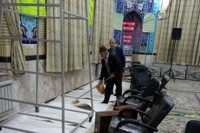 غبارروبی مسجد جامع توران فارس در آستانه ماه بندگی