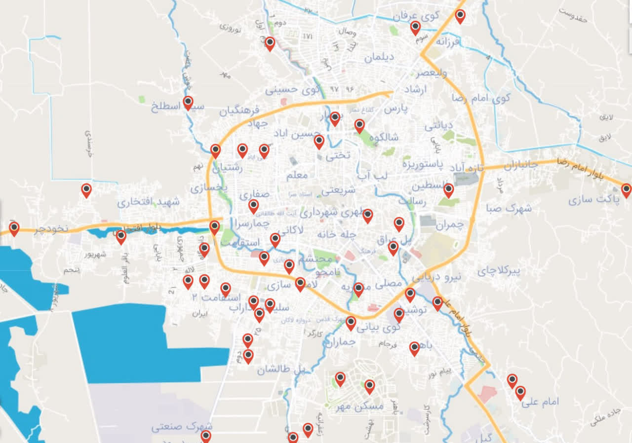 پراکندگی موقعیت جغرافیایی 47 جلسه ای ایران بخوان