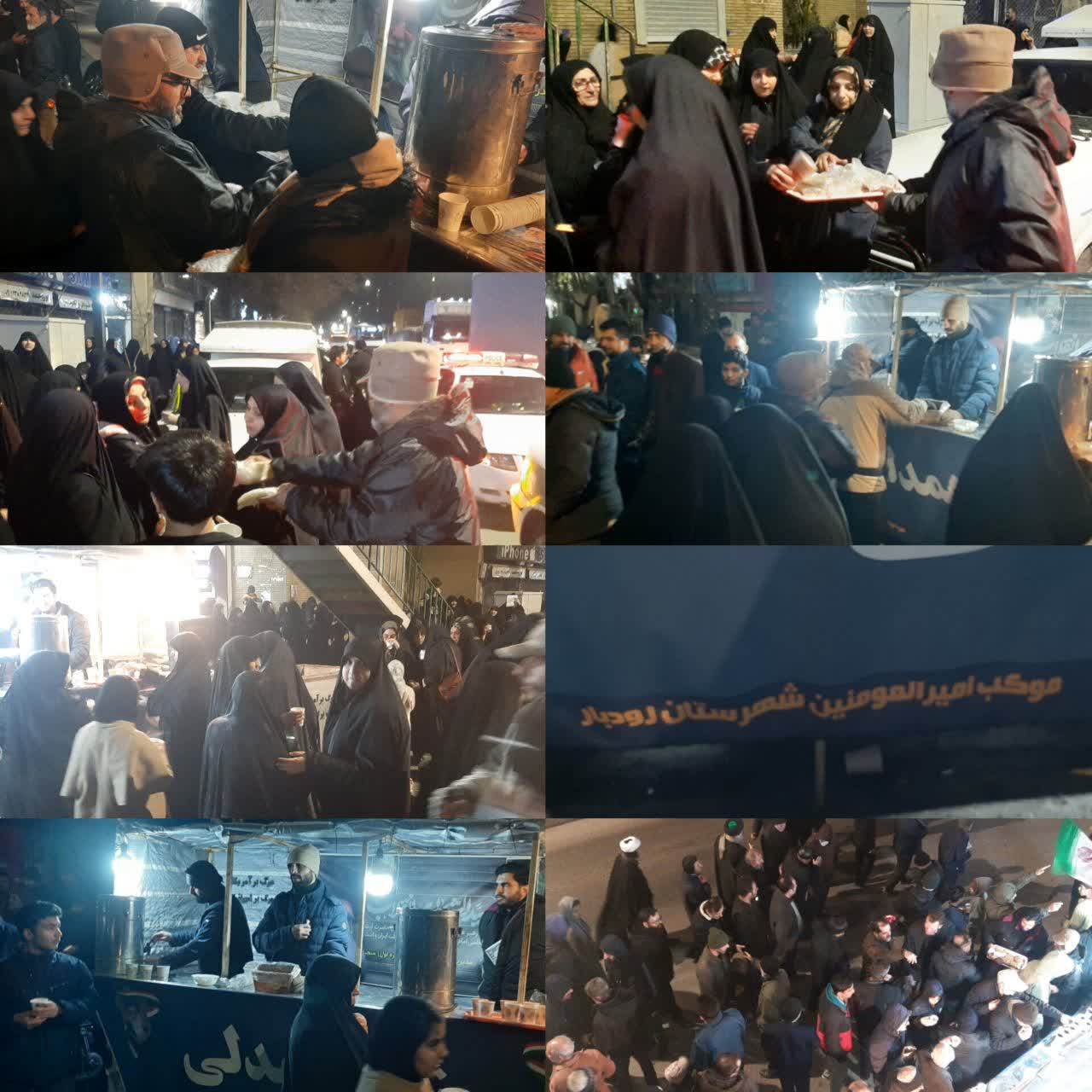 خدمات رسانی ۳۴ موکب اربعین حسینی گیلان  در اجتماعات شبانه