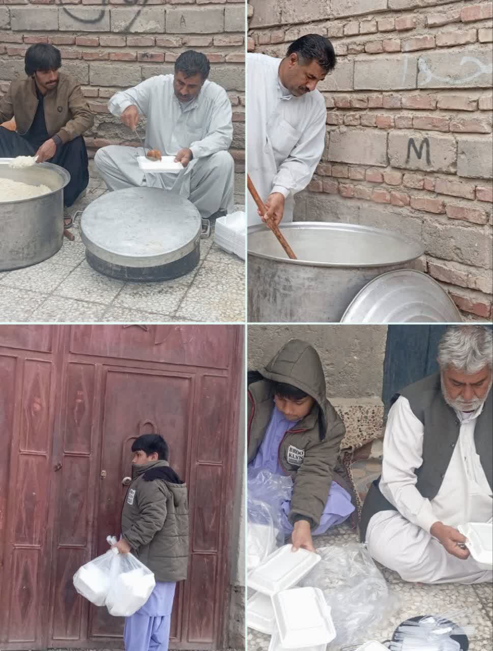 طبخ و توزیع ۷۰۰ پرس غذای گرم به همت کانونهای مساجد اهل سنت شهرستان میرجاوه میان خانوادههای