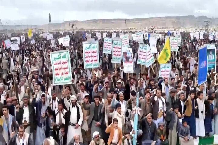 تظاهرات مردمی گسترده در  یمن/ استوار با فلسطین، لبنان و ایران