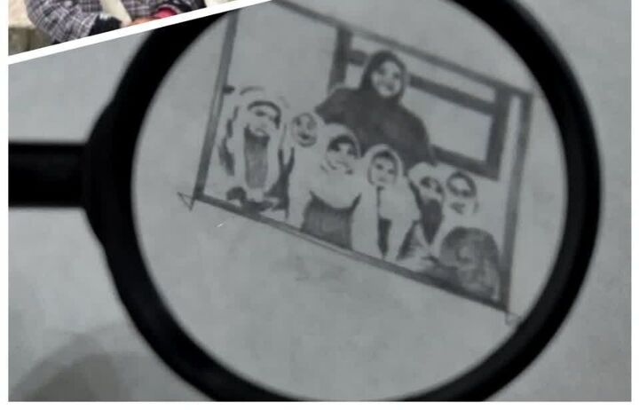 یاد معلم شهیده در قاب کوچک‌ترین نقاشی سیاه‌قلم بروجن