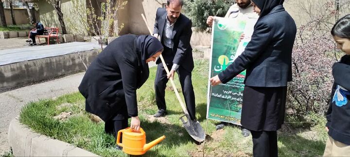 کاشت نهال «سرو ایران» در کتابخانه عمومی قروه به یاد شهدای جنگ رمضان