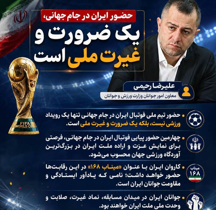 رحیمی: حضور ایران در جام جهانی، یک ضرورت و غیرت ملی است