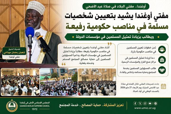 مفتی اعظم اوگاندا، خواستار افزایش نمایندگی مسلمانان در نهادهای دولتی شد