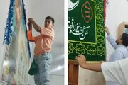 مسجد جامع آلوستان با همت نوجوانان برای عزای سیدالشهدا(ع) آماده شد