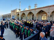 آیین سیاه پوشان و اهتزاز پرچم عزای حسینی در امامزاده محمد عابد(ع) مشهد میقان اراک