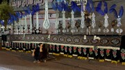 شب تاسوعای حسینی در سنگر؛ دسته‌های عزاداری تا حرم شهدا