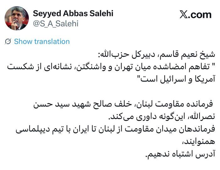 وزیر فرهنگ: فرماندهان مقاومت از لبنان تا ایران با تیم دیپلماسی همنوا هستند