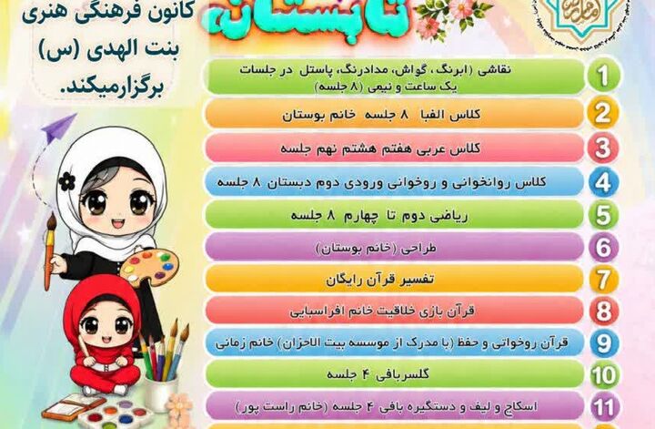 «از نقاشی تا تدبر در قرآن؛ بسته جامع اوقات فراغت در کانون «بنت‌الهدی» لارستان