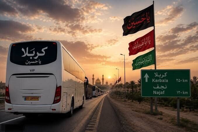 تدارک ۱۵۰ دستگاه اتوبوس برای انتقال عزاداران آیین بدرقه قائد شهید از بصره به نجف اشرف