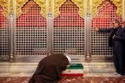 طواف پیکرهای خانواده امام شهید به دور ضریح سیدالشهداء(ع)
