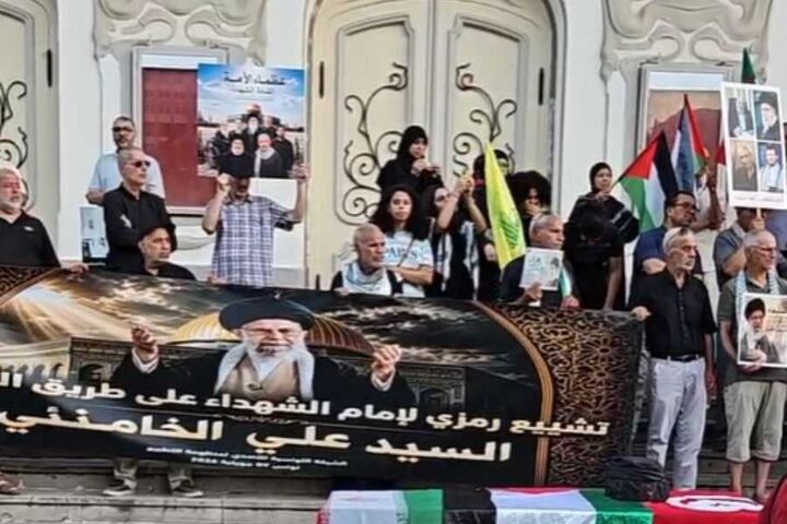 تشییع نمادین رهبر شهید در تونس؛ تعهد نیروهای مقاومت به استراتژی «وحدت عرصه‌ها»