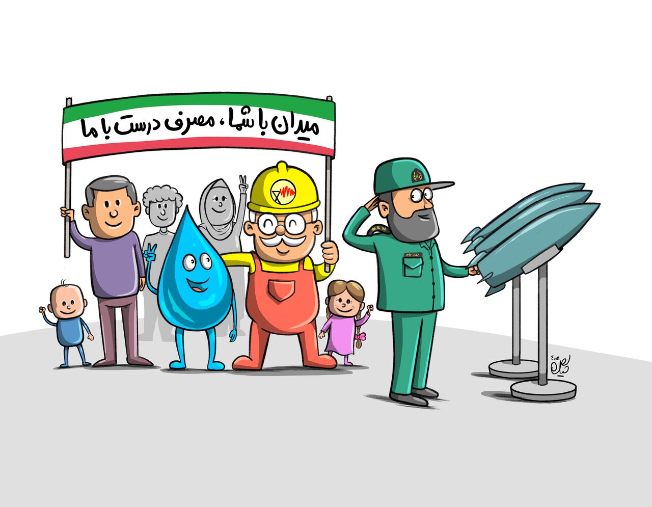 از قلمِ «هایپررئال» تا مشتِ گرهکردهی مقاومت؛ روایتِ هنرمندِ نوشهری از «جهاد تبیین» با سلاحِ کاریکاتور