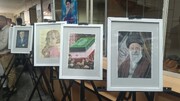 برپایی نمایشگاه نقاشی شهدای میناب در وزارت آموزش و پرورش