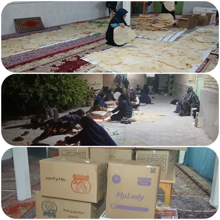 پخت ۵ هزار قرص نان نذری برای زائران اربعین با همت بانوان مسجدی جویم