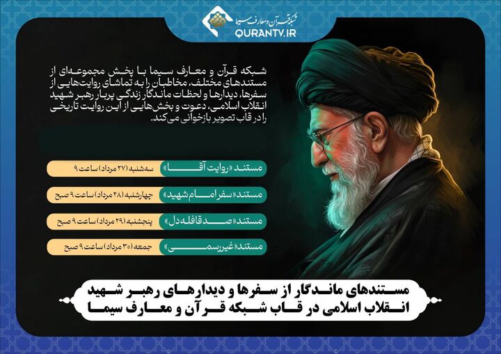 مستندهای ماندگار از سفرها و دیدارهای رهبر شهید در قاب شبکه قرآن و معارف