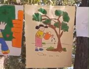 رنگ و خلاقیت کودکان روستای قلعه‌جی در فضای باز به نمایش درآمد